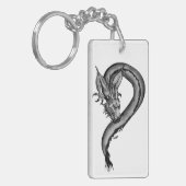 Dragon zwart-wit ontwerp sleutelhanger (Voorkant Links)