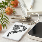Dragon zwart-wit ontwerp sleutelhanger (Voorkant Rechts)