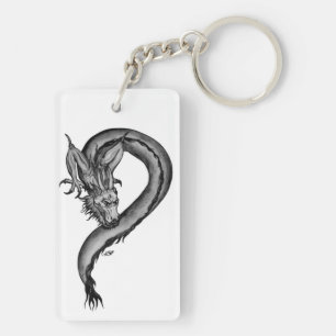 Dragon zwart-wit ontwerp sleutelhanger