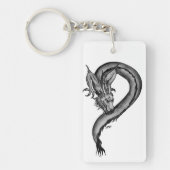 Dragon zwart-wit ontwerp sleutelhanger (Voorkant)
