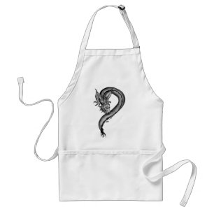 Dragon zwart-wit ontwerp standaard schort