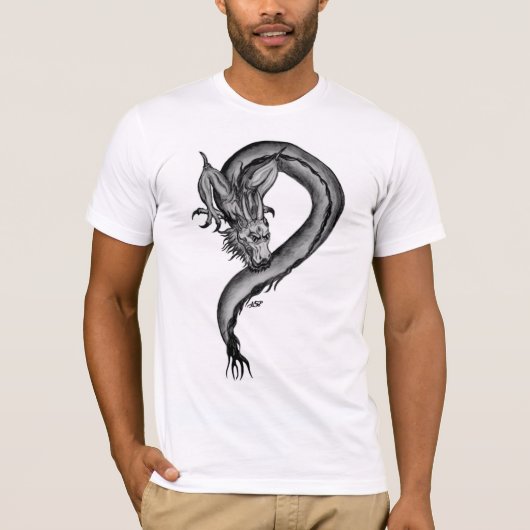 Dragon zwart-wit ontwerp t-shirt (Voorkant)