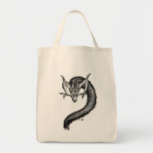 Dragon zwart-wit ontwerp tote bag (Voorkant)