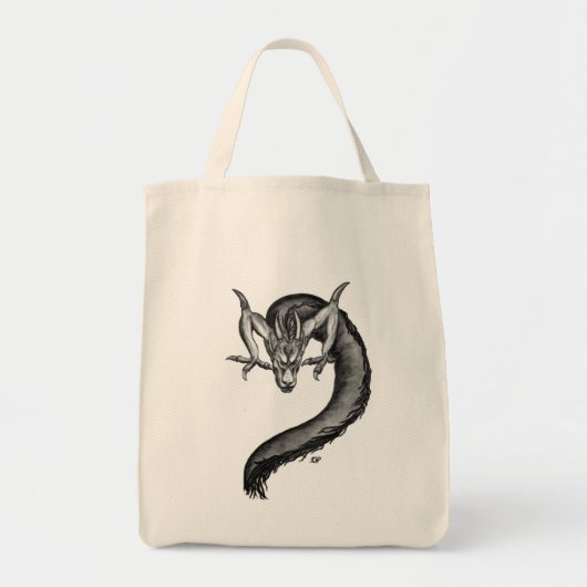 Dragon zwart-wit ontwerp tote bag (Voorkant)