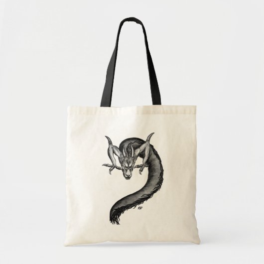 Dragon zwart-wit ontwerp tote bag (Voorkant)
