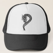 Dragon zwart-wit ontwerp trucker pet (Voorkant)