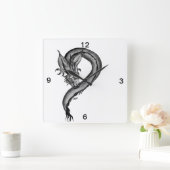 Dragon zwart-wit ontwerp vierkante klok (Huis)
