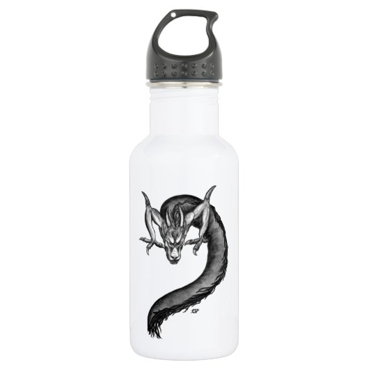 Dragon zwart-wit ontwerp waterfles (Voorkant)