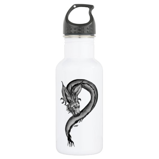 Dragon zwart-wit ontwerp waterfles  (Voorkant)