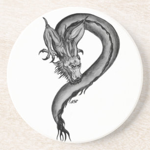 Dragon zwart-wit ontwerp zandsteen onderzetter