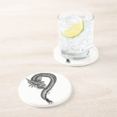 Dragon zwart-wit ontwerp zandsteen onderzetter (Zijkant)