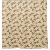 Dragonaissenpatroon op roomgeel douchegordijn (Voorkant)