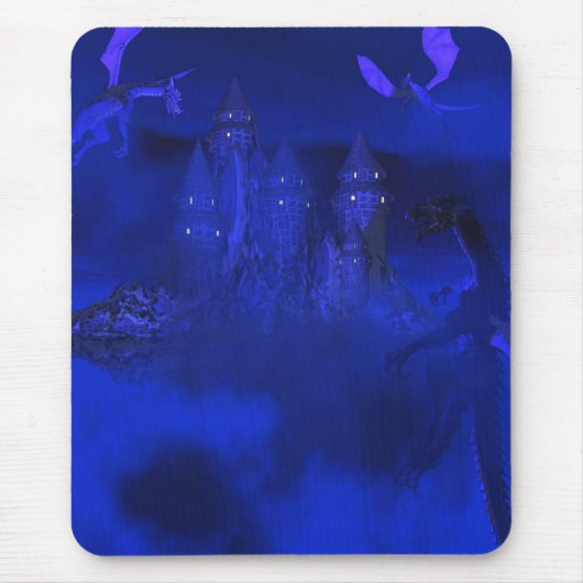 Dragoncats Blue Mist Dragon Fantasy Mousepad Muismat (Voorkant)