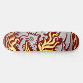 Dragoncircle - Chrome met Gouden Vuur op Rood Persoonlijk Skateboard (Horizontaal)