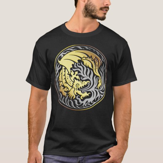 Dragoncircle - Goud en Chrome T-shirt (Voorkant)