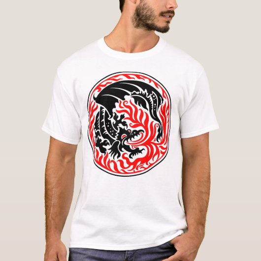 Dragoncircle - Zwart met rood vuur T-shirt (Voorkant)