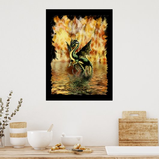 DRAGONFIRE het Poster van de Kunst van de Draak (Keuken)