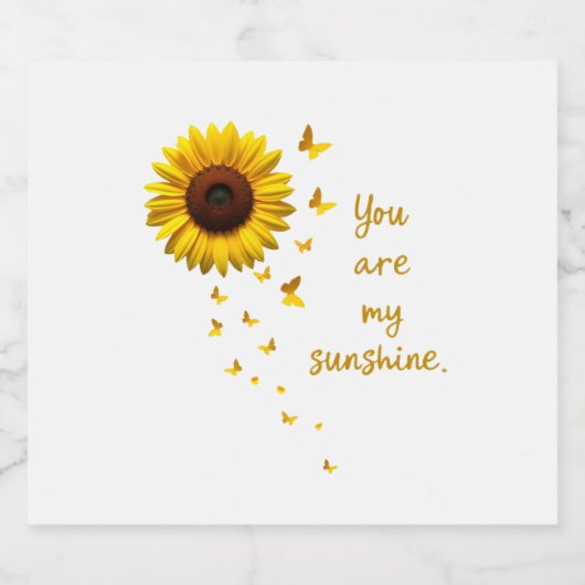 Dragonflies and Sunflower You Are My Sunshine Sparkling Wijnetiket (Enkel label)