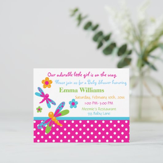 Dragonflies Baby shower Uitnodiging (Staand voorkant)