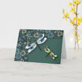 Dragonflies Birthday Kaart (grote afdruk) (Gele Bloem)