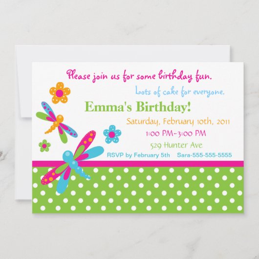 Dragonflies Birthday Uitnodiging 4 (Voorkant)