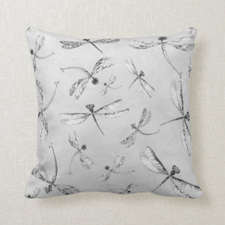 Dragonflies Black White Grey Insects Pillow Kussen