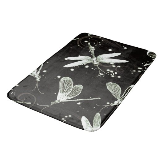 Dragonflies Black & White Large Bath Mat (Gekanteld)