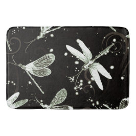 Dragonflies Black & White Large Bath Mat