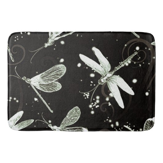 Dragonflies Black & White Large Bath Mat (Voorkant)