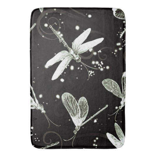 Dragonflies Black & White Large Bath Mat (Voorkant Verticaal)
