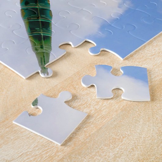 Dragonflies blauwe hemel en witte wolken legpuzzel (Zijkant)