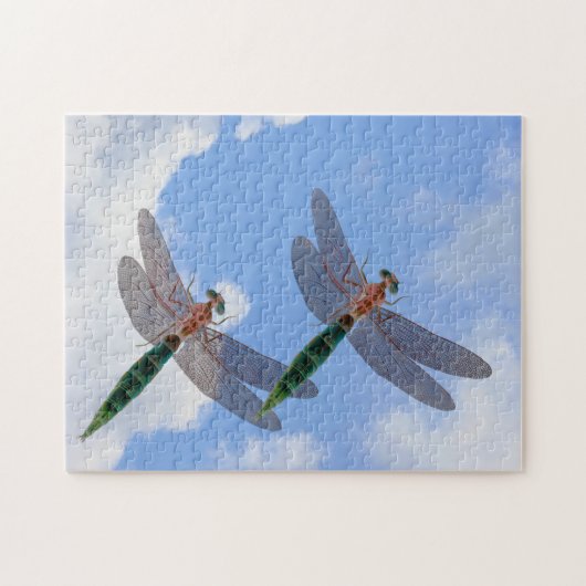 Dragonflies blauwe hemel en witte wolken legpuzzel (Horizontaal)