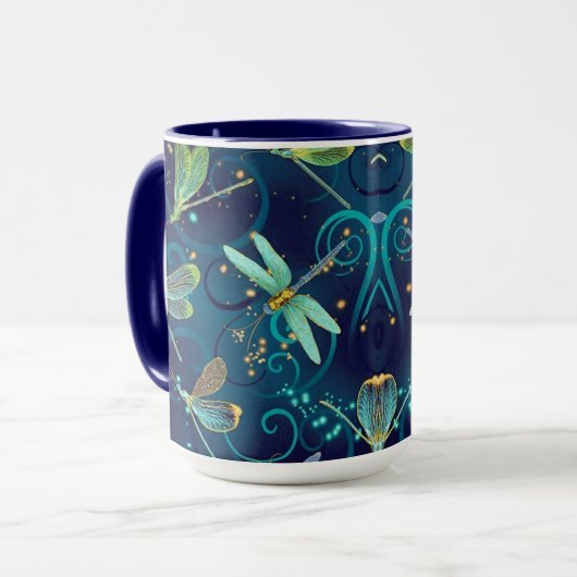 Dragonflies Blauwgroen 15oz Combo Mok (Voorkant links)