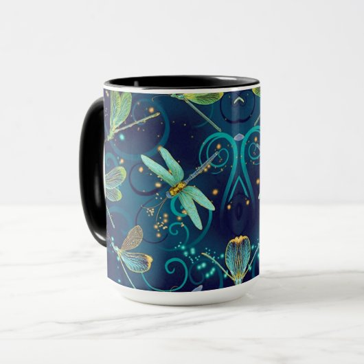 Dragonflies Blauwgroen 15oz Combo Mok (Voorkant links)