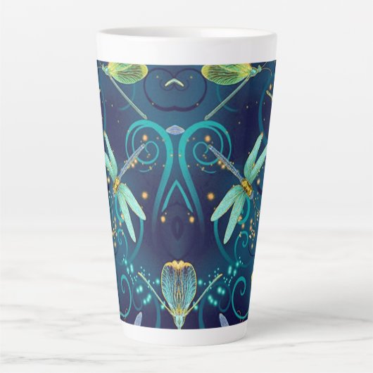 Dragonflies Blauwgroen latte Latte Mok (Voorkant)