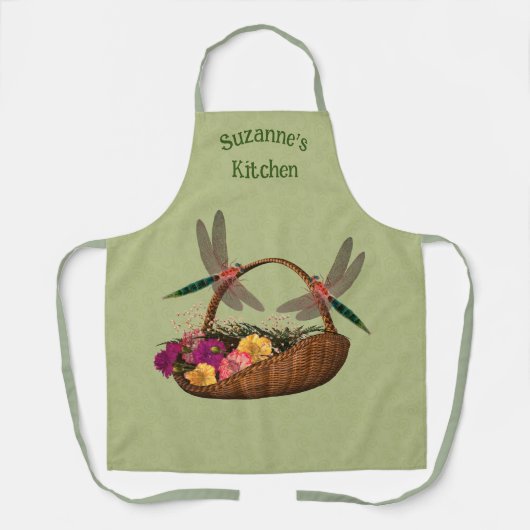 Dragonflies bloem mand gepersonaliseerd schort (Voorkant)