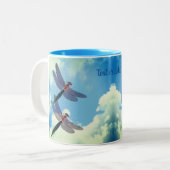 Dragonflies Blue Sky Aangepaste Natuur Tweekleurige Koffiemok (Voorkant links)