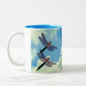 Dragonflies Blue Sky Aangepaste Natuur Tweekleurige Koffiemok (Links)