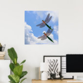 Dragonflies Blue Sky Fluffy Clouds Natuur Print (Thuiskantoor)