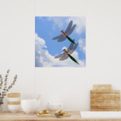Dragonflies Blue Sky Fluffy Clouds Natuur Print (Keuken)