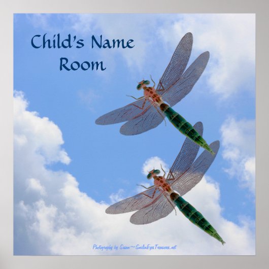Dragonflies Blue Sky Natuur Kinder Room Wall Poste Poster (Voorkant)