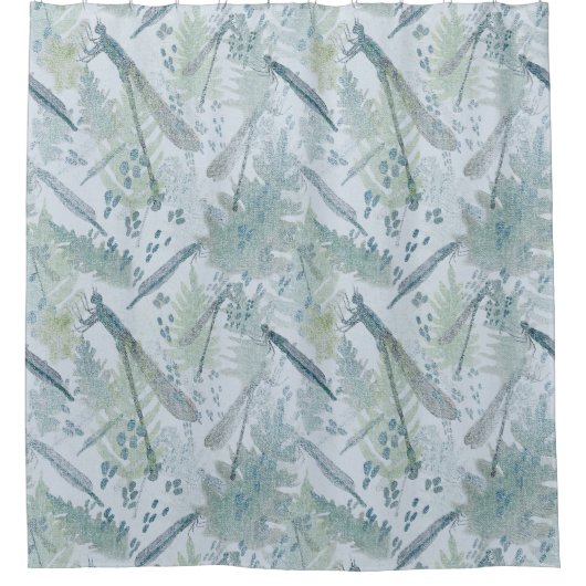 Dragonflies Blues Douchegordijn (Voorkant)