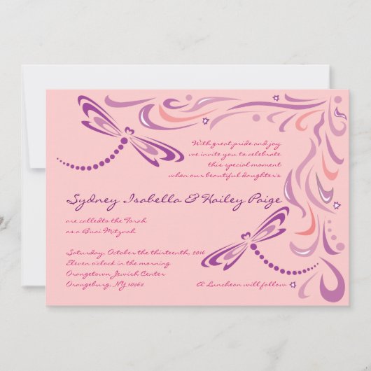 DRAGONFLIES B'nai Mitzvah Uitnodiging (Voorkant)