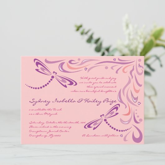 DRAGONFLIES B'nai Mitzvah Uitnodiging (Staand voorkant)