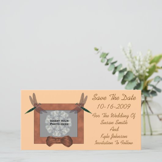 Dragonflies bruiloft opslaan Datum fotokaart Save The Date (Staand voorkant)