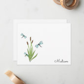 Dragonflies & Cattails Persoonlijke notitiekaarten Notitiekaartje (Voorkant / Achterkant in situ)