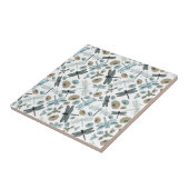 Dragonflies Chic Stylish Flowers Multi-Color Tegeltje (Zijkant)