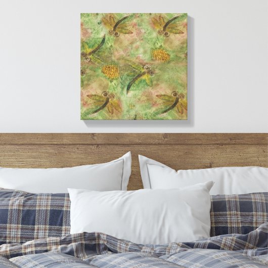 Dragonflies Cotton Snoep Canvas Afdruk (Insitu (Slaapkamer))