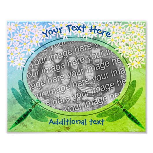 Dragonflies Daisies Lijst Creëer Uw Eigen 8x10 Foto Afdruk (Voorkant)