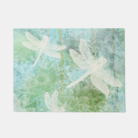 Dragonflies Damselflies en Floral Pattern Deurmat (Voorkant)